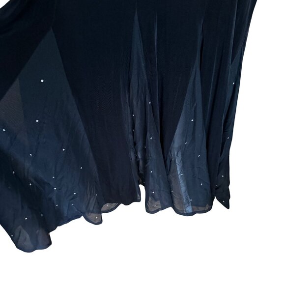 Vintage Black Long Sleeve Gown With Rhinestone Accents & Draped Back By Stefanys - Picture 8 of 8